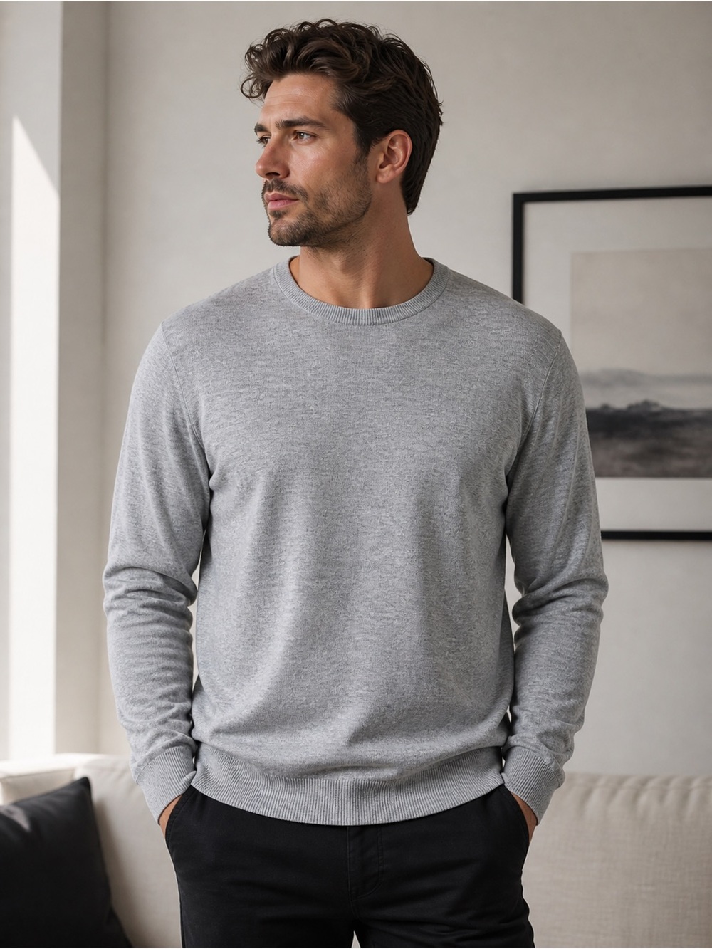J. Crew Mercantile Men’s Gray Merino Wool Blend Crewneck Sweater Size L